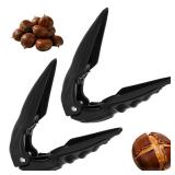 2pcs Chestnut Peeler Tools, Plastic and Alloy Chestnut Cracker Cutter Tool with Slicer Sharp Blades Automatic Spring & Non-Slip Tray for Nuts Easy Kitchen Shelling Opener