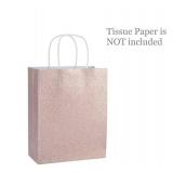 UNIQOOO 9.5 Rose Gold Pink Glitter Kraft Paper Gift Bags For Wedding | Thank You Bag Favor Bags For Bridal Shower, Baby Shower, Valentine