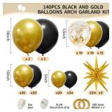 RUBFAC Bulkpcs Black and Gold Balloons, Black Metallic Gold Confetti Star Latex Balloons 5 10 12 18 Inch for 2026 New Year Graduation Birthday Retirement Wedding Anniversary Party Decorations