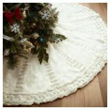 White Knit Tree Skirt for 3ft to 4ft Tree, 24 Inch Thick Cable Knitted Tree Skirt, Xmas Tree Skirts for Home Decor | Christmas Decorations White 2518