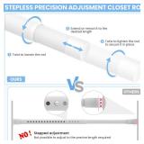 Closet Rods for Hanging Clothes, 17 to 69 Inch Heavy Duty Stepless Adjustable Closet Hanging Rod, 1.3 Inch Diameter Metal Closet Rod for Wardrobes Laundry Bedroom RV, White