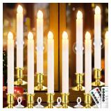YAUNGEL Window Candles, LED Battery Operated Christmas Candles for Windows with Remote Timer Electric Flameless Candle Lights with Candle Holders Suction Cups for Christmas Decorations
