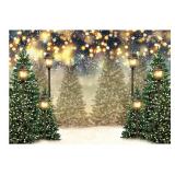 Allenjoy 7x5ft Winter Forest Landscape Photography Backdrop Glitter Spot Xmas Green Pine Trees Snowy Wonderland Background for Christmas New Year Party Decor Banner Portrait Photo Booth Props