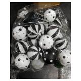 Knitgrip 6 Set Christmas Ball Ornament Cluster with Ties Black White Plastic Shatterproof Xmas Picks for Christmas Tree DIY Wreath Garland Stairs Decor Supply(Black and White)