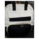 BERTASCHE Lunch Backpack for Women, 15.6 Inch Laptop Backpack with Insulated Cooler Lunch box, Work Backpack for Teacher Nurse Travel College Picnic, Black-Beige