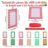 Marsui 12 Pcs Christmas Acrylic Photo Ornaments Hanging Picture Frame Ornaments for Christmas Tree 2 x 3 Inch Small Hanging Picture Frame for Xmas Tree Decoration Winter Holiday Gifts (Striped)