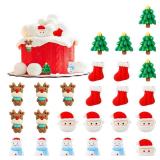 Ercadio Resin Christmas Cupcake Toppers 2D Santa Claus Snowman Christmas Tree Cake Picks for Christmas Baby Birthday Decors Xmas Holiday Eve Party Cupcake Decorations