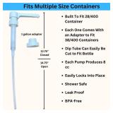 Dual Fitting Pump Dispenser for Gallon Jugs and Smaller Bottles (8cc Each Pump/Fits 28-400 and 38-400) Leak Proof for Household and Commercial Use, Plastic Pump for 1 Gallon Jug - BPA Free (2-Pack)