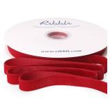 Ribbli Dark Red Velvet Ribbon 5/8 Inches Continuous 25 Yard Spool Dark Red Christmas Ribbon for Gift Wrapping Crafts Home Decor