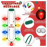 QZYL 4 Pcs Christmas Necklace, 9 LED Bulbs Christmas Light Up Necklace Bulk with 3 Flash Modes, Colorful Xmas Accessories for Women and Suitable for Xmas New Year Party Favor Accessories Decor