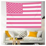WEENEO Pink American Flag Tapestry Wall Hanging 60 x 40 Inch Funny Light Pink Striped Backdrop Poster for Home College Party Decor,Vivid Color Flag Backgrounds Tapestries for Outdoor Indoor Photoshoot