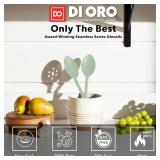 DI ORO Silicone Spoons for Cooking - Large Kitchen Spoons for Mixing, Serving, & Stirring - 600°F Heat-Resistant Non Stick Utensils Big Solid & Slotted Basting Spoons - Dishwasher Safe (2pc, 