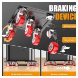 LOYAL TIGER Heavy Duty 1500LBS Furniture Dolly & Movers with 5X 360° Wheels - Carbon Steel Panel & Non-Slip Casters (5.4 Inch, Red)