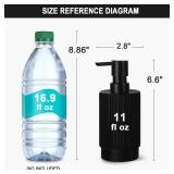 VIMERPA Black Soap Dispenser, 11 fl oz Hand Soap Dispensers for Bathroom, Matte Black Ribbed Glass Dish Soap Dispenser for Kitchen with Pump, Modern Refillable Liquid Soap Pump Bottle