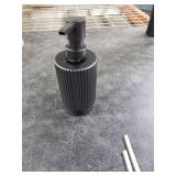 VIMERPA Black Soap Dispenser, 11 fl oz Hand Soap Dispensers for Bathroom, Matte Black Ribbed Glass Dish Soap Dispenser for Kitchen with Pump, Modern Refillable Liquid Soap Pump Bottle