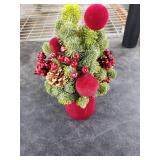 Small Christmas Tree, 12Inch Artificial Burgundy Velvet Ball Berry Mini Tabletop Christmas Decorations, for Home Party Thankgivings Xmas Indoor Decor.