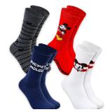 Disney Mickey Mouse Socks for Men - Mickey Mouse Apparel Bundle with 4 Pairs of Mickey Mouse Crew Socks Size 6-12 Plus Stickers, More| Mickey Crew Socks for Adults