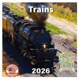 Trains Calendar 2026 - Deluxe 2026 Railroad Wall Calendar Bundle with Over 100 Calendar Reminder Stickers (Steam Train Gifts, Office Supplies) | Made In The USA