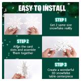 15 PCS White Snowflake Table Centerpieces, 7 Set 3D Wooden Snowflakes and 9.8ft Light, Large Snowflake Decorations for Winter Wonderland Home Xmas Wedding Birthday Christmas Decor (White)