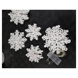 15 PCS White Snowflake Table Centerpieces, 7 Set 3D Wooden Snowflakes and 9.8ft Light, Large Snowflake Decorations for Winter Wonderland Home Xmas Wedding Birthday Christmas Decor (White)