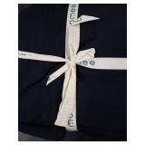 MooMee Bedding Duvet Cover Set 100% Washed Cotton Linen Like Textured Breathable Durable Soft Comfy (Solid Black, Full 80x90)