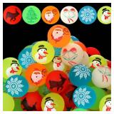 Junkin Christmas Bouncy Balls Colorful Glow in The Dark Rubber Balls 1.25 Inch Small Bounce Ball Snowman Snowflake Bouncing Ball for Christmas Party Favor Basket Stuffers(Snowman)