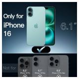 JETech Case for iPhone 16 6.1-Inch, Non-Yellowing Shockproof Phone Bumper Cover, Anti-Scratch Clear Back (Teal)