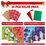 JOYIN Christmas Bags with Tissue Papers and Tag, Assorted Sizes Set for Wrapping Xmas Holiday Presents, Thanksgiving Gift Decoration, Present Wrapping, School Classrooms, Party Favors