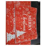 2 Pieces Red Merry Christmas Kitchen Rugs Set, Non Slip Kitchen Floor Mat with Xmas Tree Snowflake Decor Christmas Kitchen Mats Home Low-profile Washable Rugs for Kitchen Bathroom Sink Laundry