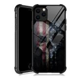 DJSOK Compatible with Case for iPhone 13 Pro Max, Skull Bones USA American Flag Max Cases Men Women Fans,Design Pattern Back Bumper Scratch Reinforced Corners Soft TPU Caver, Max(6.7 inch)