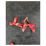 Meseey 50pcs 3 Inch Stretch Elastic Loops with Pre-Tied Red Ribbon Bows for Gift Wrapping,Baby Showers, Weddings, Christmas Boxes (3, Red)