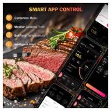 Meat Thermometer Wireless with 2 Probes, 800FT Bluetooth Digital Thermometer with Smart APP, Temp Precise Improved by 100%, Instant Read Food Thermometer with Alerts for Oven Smoker BBQ Grill