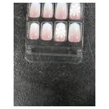 Christmas Press on Nails Short Square Fake Nails Christmas Snowflake with Pink Glitter Design,Nails Press ons Acrylic Glue On Nails,Manicure Stick on Nails for Women Holiday & Parties