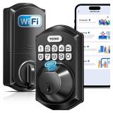 TEEHO TE012W WiFi Smart Lock, Fingerprint Door Lock with Built-in Wi-Fi, Keyless Entry Keypad Smart Deadbolt, App Remote Control, Alexa Compatible, IP55 Waterproof for Front Door Matte Black