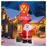 ZaaYee 8FT Christmas Inflatable Yard Decoration, Giant Blow Up Lighthouse with Santa and Redbird with Built-in LED Lights for Front Door Lawn Garden Holiday Display Indoor Outdoor Decor