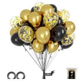 OWill Black and Gold Confetti Balloons, 12 Inches Black and Gold Balloons for Birthdays, Graduation Decorations, Weddings & Arches, Garlands & Party Decorations
