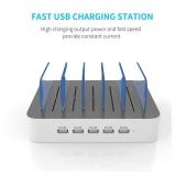MSTJRY Charging Station for Multiple Devices : 5 Port Multi USB-A Charger Stations Multi-Device Organizer Charging Dock Designed for iPhone iPad Cell Phone Tablets (7 Short Cables Included)