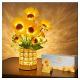 YWYWLED Sunflower LED Lamp,USB Rechargeable Touch Night Light, 3 Color Stepless Dimmable,Small Battery Flower Decor for Bedroom, Restaurant, Bar Birthday, Mothers Day,Wedding Gifts for Women,Mom