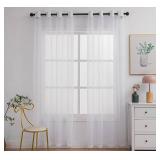 PI Beige Sheer Curtains Grommet Panels,Elegant Sheer Polyester Curtains for Patio/Sliding Door Room 2 Panels (W52 X L90, Beige) Visit The Store