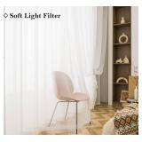 PI Beige Sheer Curtains Grommet Panels,Elegant Sheer Polyester Curtains for Patio/Sliding Door Room 2 Panels (W52 X L90, Beige) Visit The Store