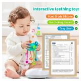 ETETOO Montesorri-Toys - Montessori Pull String Toy - Made of 100% Food Grade Silicone with Built-in Rattle Function and Easy to Clean Design (Spearmint)