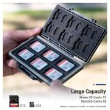 36 Slots Memory Card Case Water-Resistant Anti-Shock Memory Card Wallet for 24 Micro SD SDXC SDHC TF Cards and 12 SD SDXC SDHC Cards