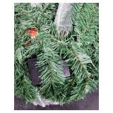 Christmas Garland with Lights, 9ft 30LED Battery Operated Garland Decorated with Pine Cones, Berry, Artificial Snowy Pine, Indoor & Outdoor Xmas Garland for Stairs Fireplace Door Fences