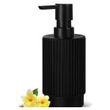 VIMERPA Black Soap Dispenser, 11 fl oz Hand Soap Dispensers for Bathroom, Matte Black Ribbed Glass Dish Soap Dispenser for Kitchen with Pump, Modern Refillable Liquid Soap Pump Bottle