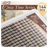 JMS&JMS Fairy Lash Clusters 144 Pcs Natural Cluster Lashes Invisible Band Manga Lashes Super Thin Band Reusable Soft & Comfortable(Fairy,16mm)