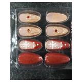 Christmas Press on Nails Medium Almond 3D Fake Nails Christmas Snowflake Gold Bow Design,Red White Stripe Nails Press ons Acrylic Glue On Nails,Manicure Stick on Nails for Women Holiday Party