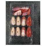 Christmas Press on Nails Medium Almond 3D Fake Nails Christmas Snowflake Gold Bow Design,Red White Stripe Nails Press ons Acrylic Glue On Nails,Manicure Stick on Nails for Women Holiday Party