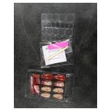 Christmas Press on Nails Medium Almond 3D Fake Nails Christmas Snowflake Gold Bow Design,Red White Stripe Nails Press ons Acrylic Glue On Nails,Manicure Stick on Nails for Women Holiday Party