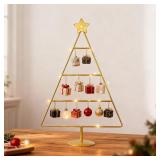 Yookeer 17.95 Inch Ornament Display Stand Metal Decorative Tabletop Ornament Village Tree Shaped Display Stands Holder for Farmhouse Decorations Hanging(Gold)