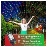 Nielfoi Christmas Lights, 66FT 200 LED Christmas Tree Lights with 8 Modes Waterproof, Plug in Extendable Green Wire Xmas Decorations Light for Indoor House Yard Party Holiday Decor, Red and Green